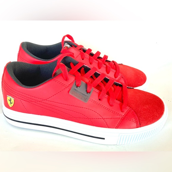Ferrari Red Sneakers by Puma low tops shoes Ferarri logo shoes boys shoes 7.5-8